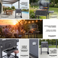 Barbacoa de carbón con ruedas para jardín y terraza