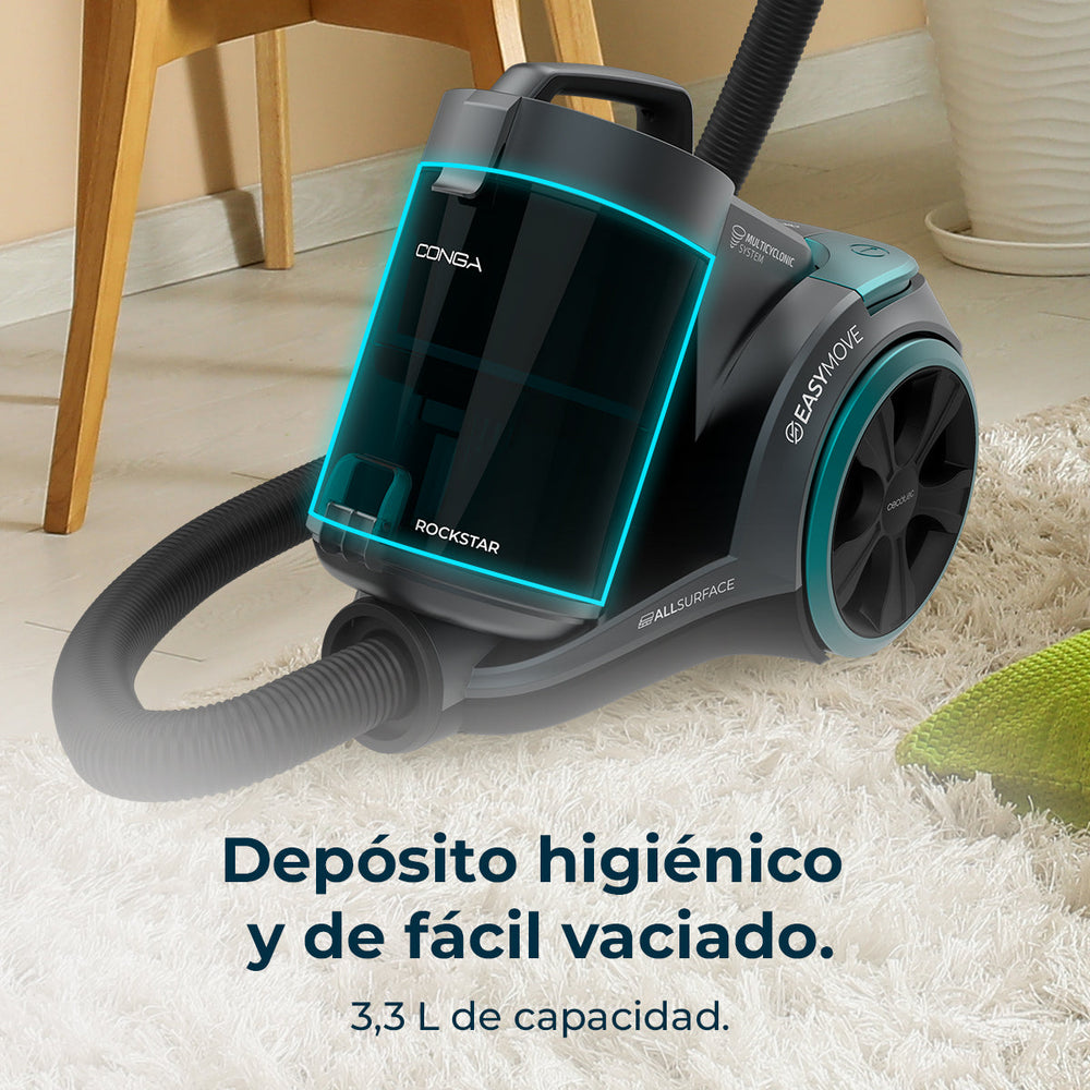 Cecotec Conga Rockstar Multicyclonic XL PowerStyle Aspirador 900 W ForceSonic 170 AW 20 kPa Animal Turbo