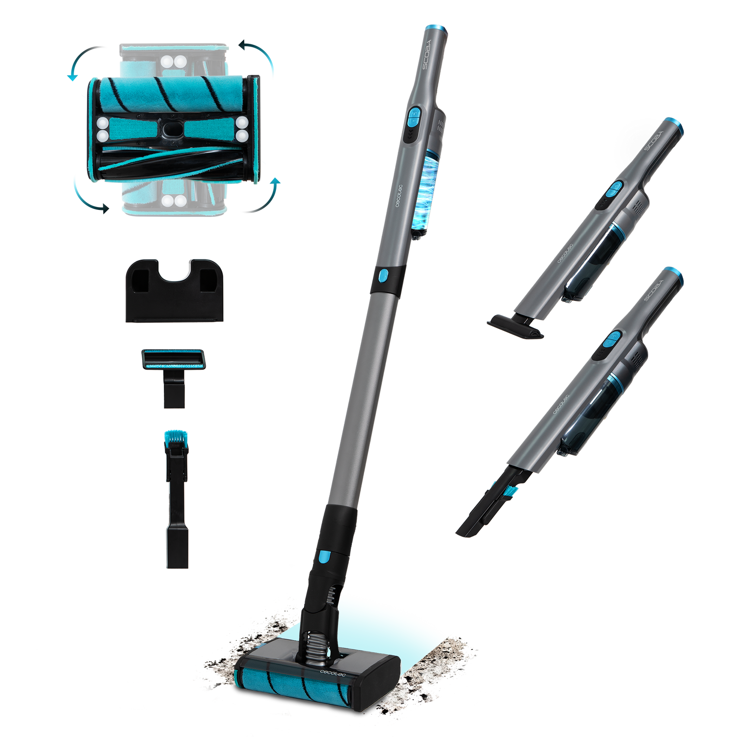 Cecotec Scoba 2100 Twice Aspirador Escoba Omnidireccional Ultraligero 0,73 kg Motor Digital Brushless ForceSonic