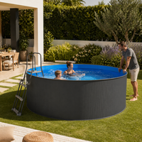 Piscina elevada sin obra de acero redonda antracita 350 x 90 cm