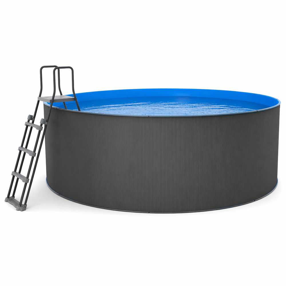 Piscina elevada sin obra de acero redonda antracita