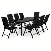 Conjunto Jardín Aluminio Recubierto 9 Piezas Mesa Vidrio
