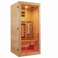 Sauna de infrarrojos individual de madera maciza con 4 paneles y control digital