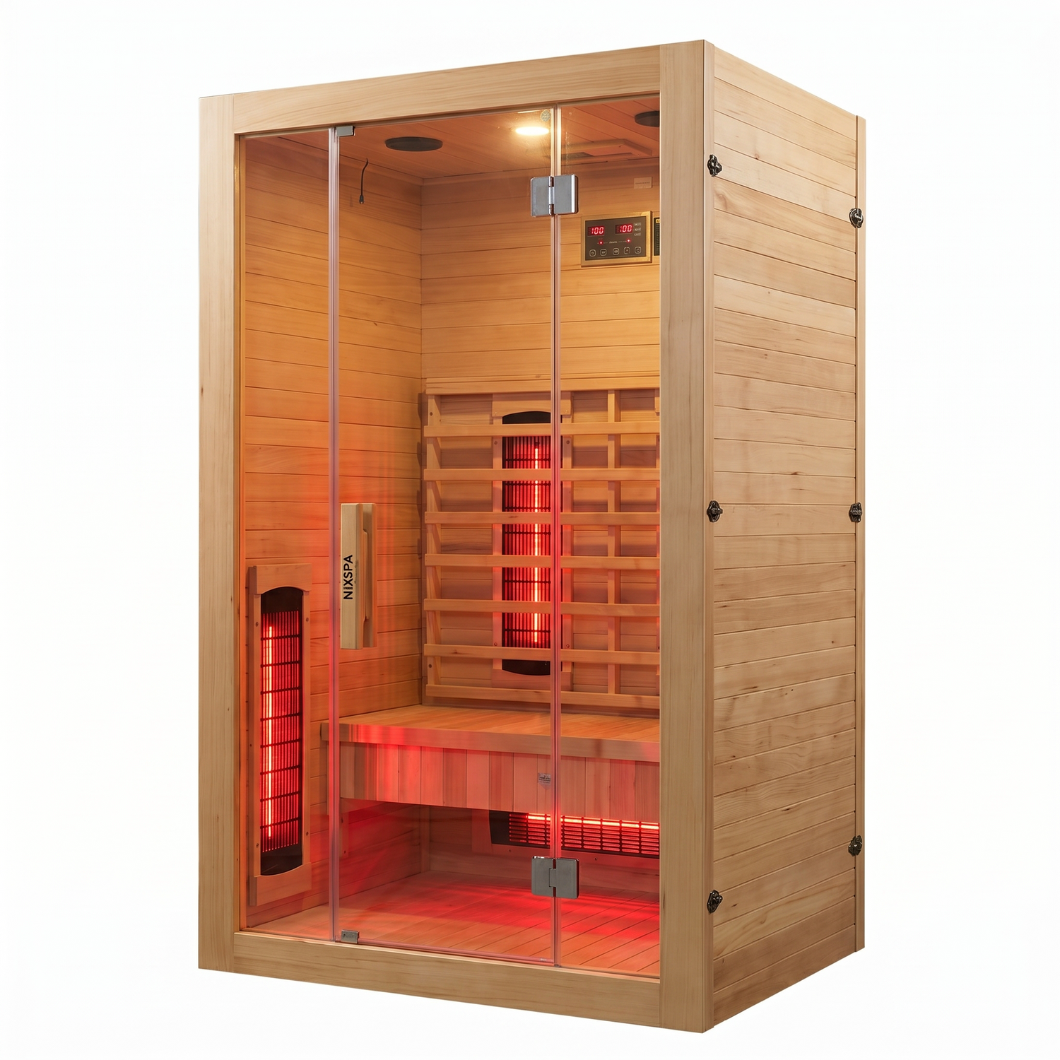 Sauna de infrarrojos para 2 personas con 5 paneles, Bluetooth y control digital