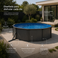Piscina elevada sin obra de acero ovalada antracita