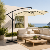 Sombrilla Lateral 3 metros Inclinable 360° Con Mástil Y Manivela Beige Sin Base