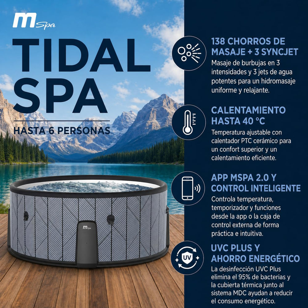 MSpa Spa hinchable semirrígido circular Tidal 4–6 personas
