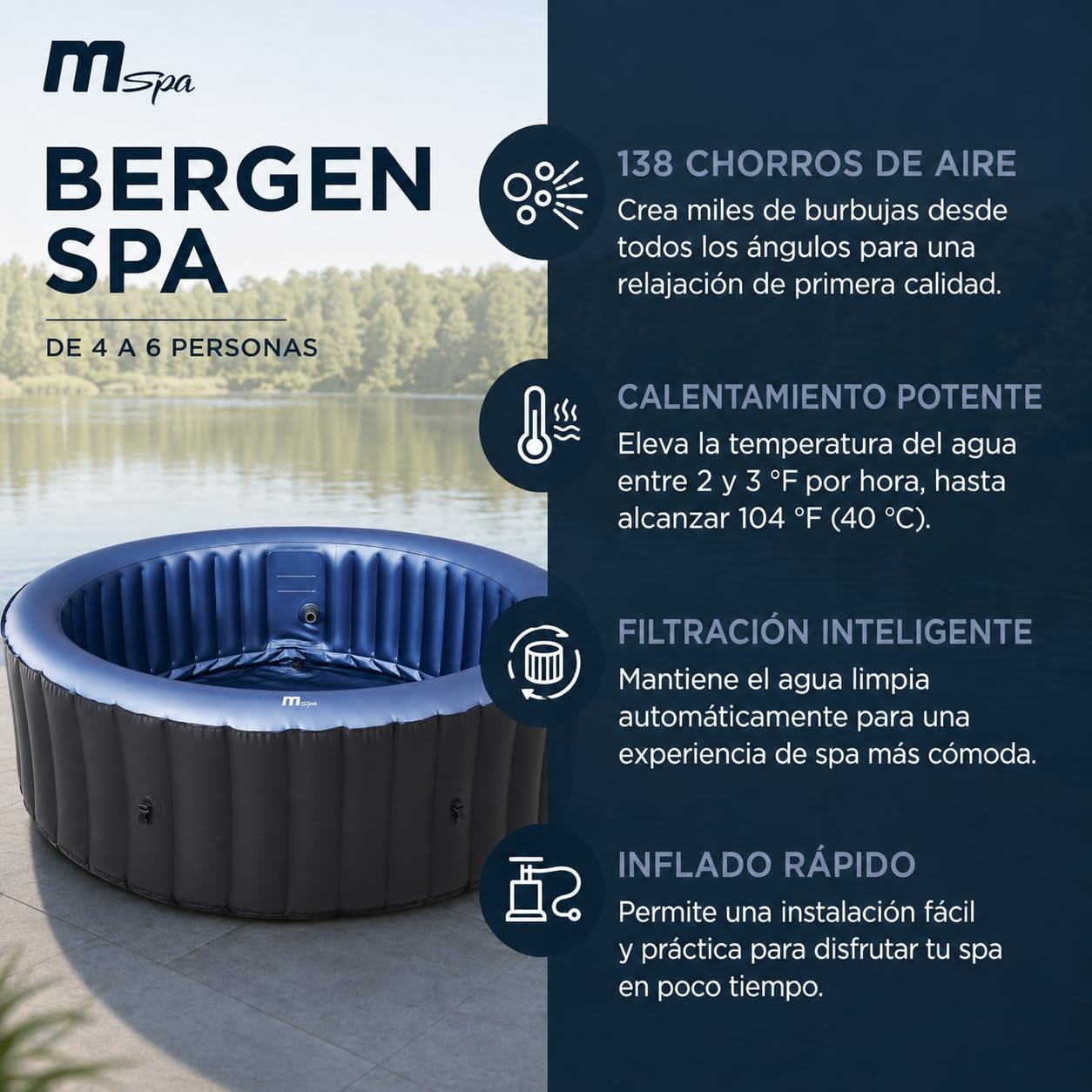 MSpa – Spa hinchable circular Bergen 4–6 personas