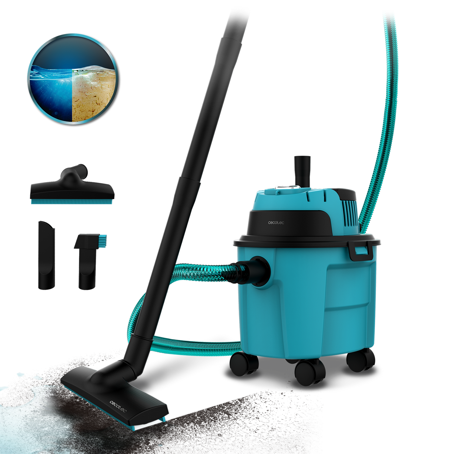 Cecotec Conga Rockstar Aspiradora Húmedo Seco Compacta Turquesa Para Jardín Sólidos Y Líquidos Filtro Dual