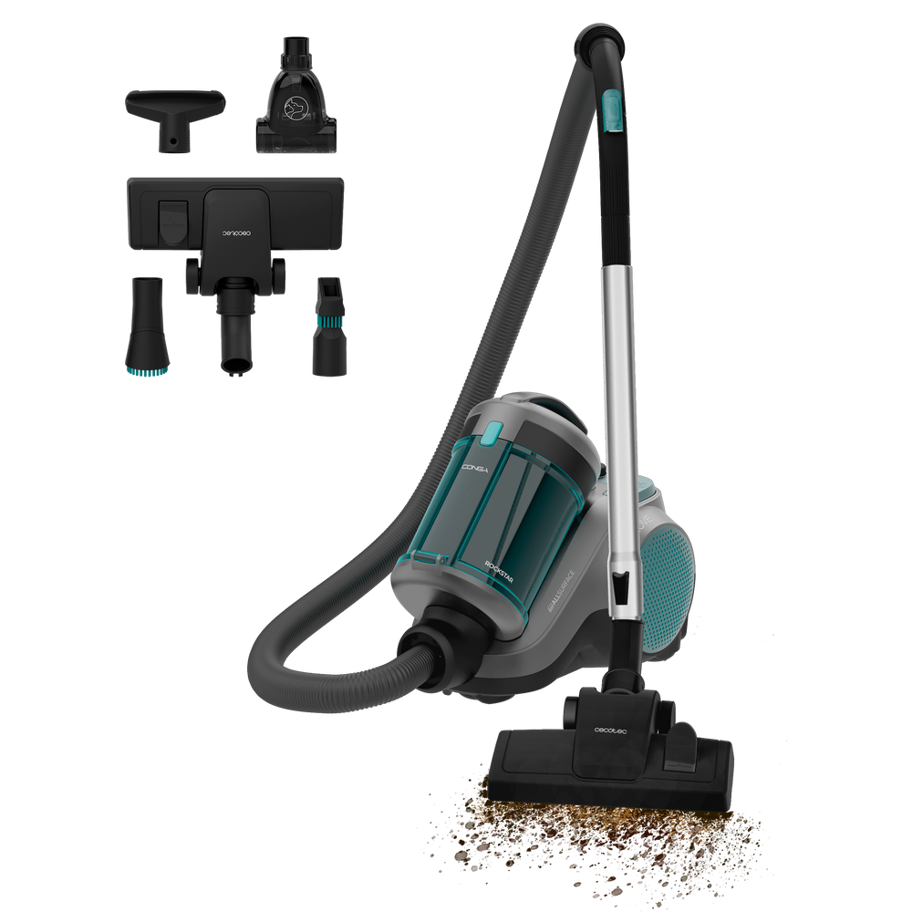 Cecotec Conga Rockstar Cyclonic Powerbag Aspiradora Trineo 900 W Sin Bolsa Con Bolsa Indicador de Depósito