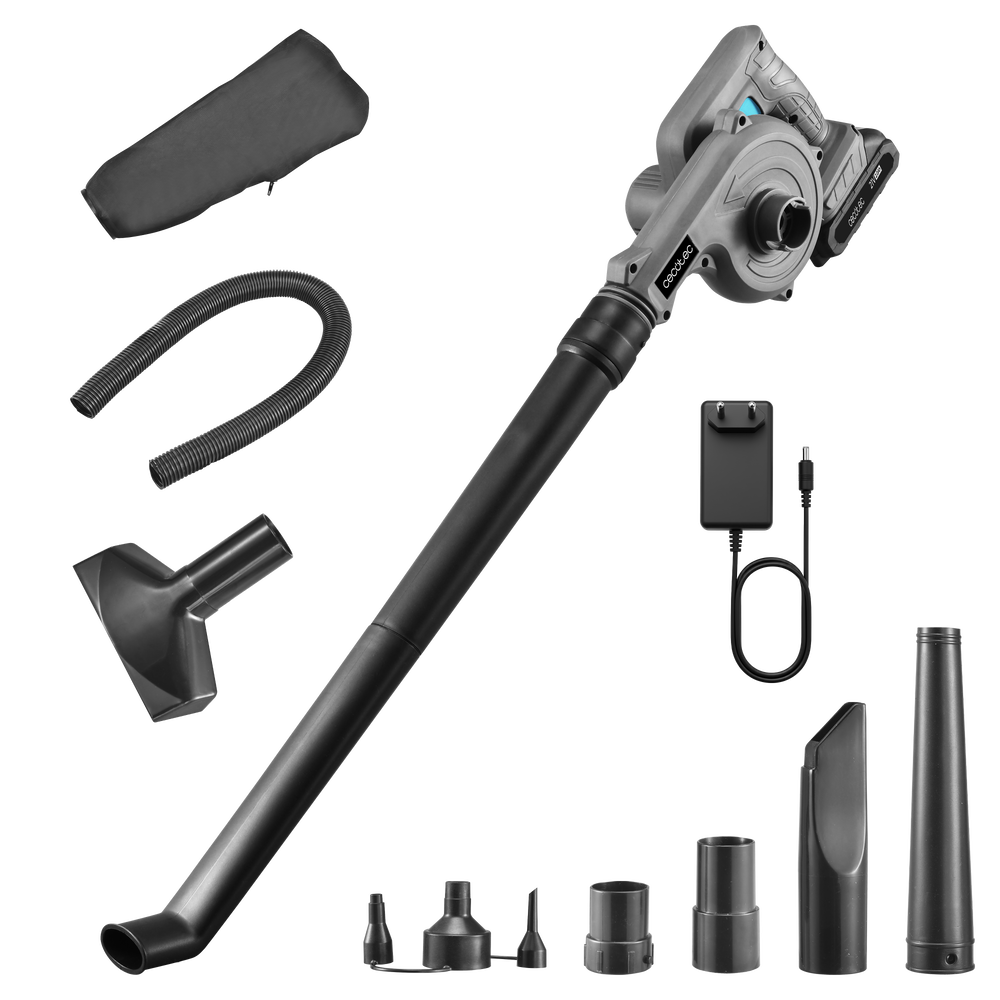 Cecotec Soplador AirForce 2120 FreeMove 21V Con Batería NEX21 200 Kilómetros Por Hora Accesorios