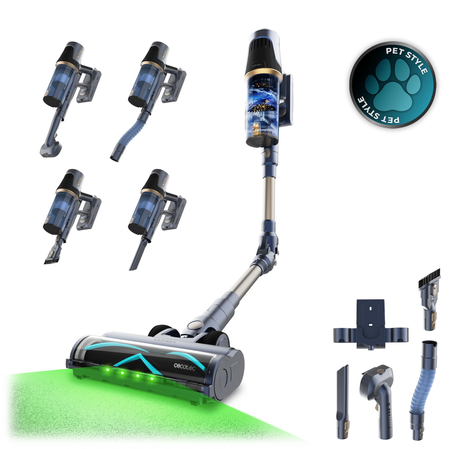 Cecotec Conga Rockstar RS70 Pet Flex Aspiradora 500 W 150 AW Con Accesorios Pro Para Mascotas