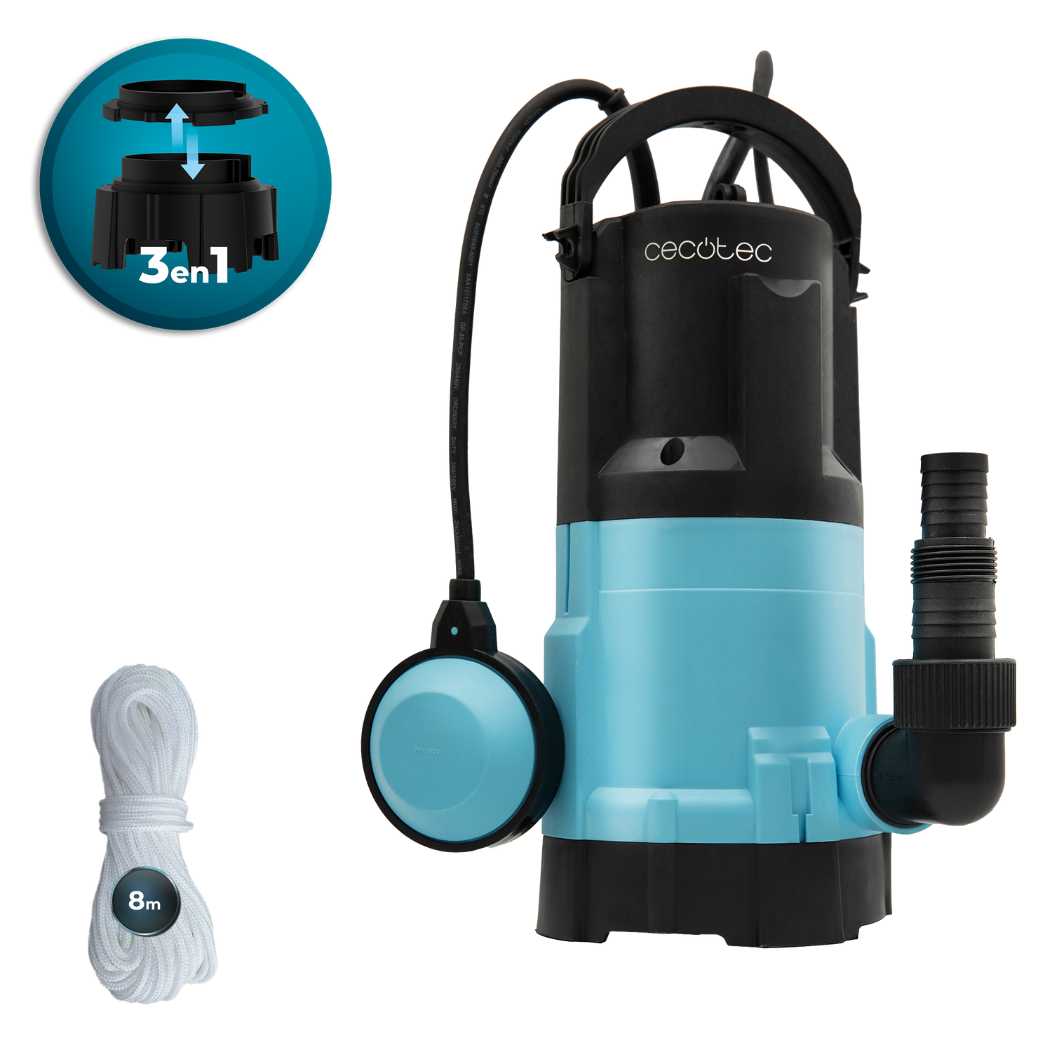Cecotec Bomba De Agua Axike 750 2 En 1 Para Agua Limpia Y Sucia 14000 L Por Hora