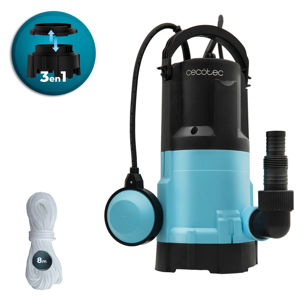 Cecotec Bomba De Agua Axike 750 2 En 1 Para Agua Limpia Y Sucia 14000 L Por Hora