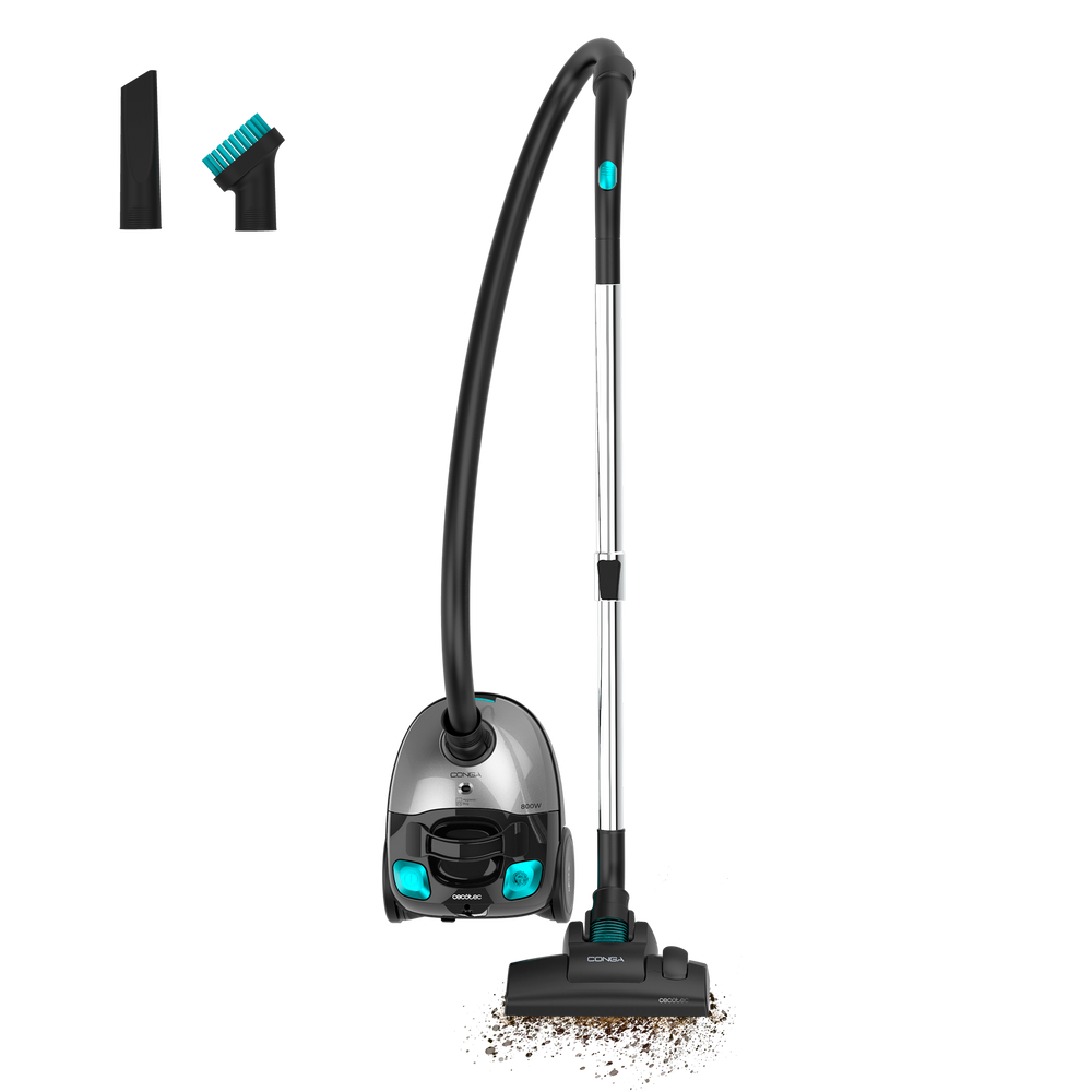 Cecotec Conga PowerBag 2000 Compact Plus Aspiradora Trineo 800 W 16 kPa para Suelos Duros y Alfombras