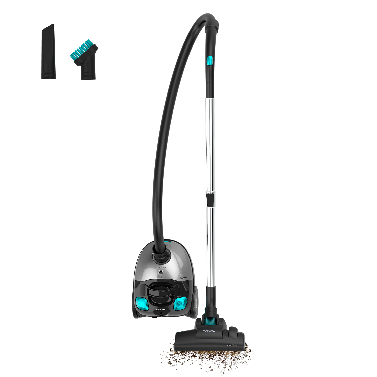 Cecotec Conga PowerBag 2000 Compact Plus Aspiradora Trineo 800 W 16 kPa para Suelos Duros y Alfombras