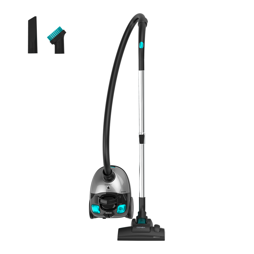 Cecotec Conga PowerBag 2000 Compact Plus Aspiradora Trineo 800 W 16 kPa para Suelos Duros y Alfombras