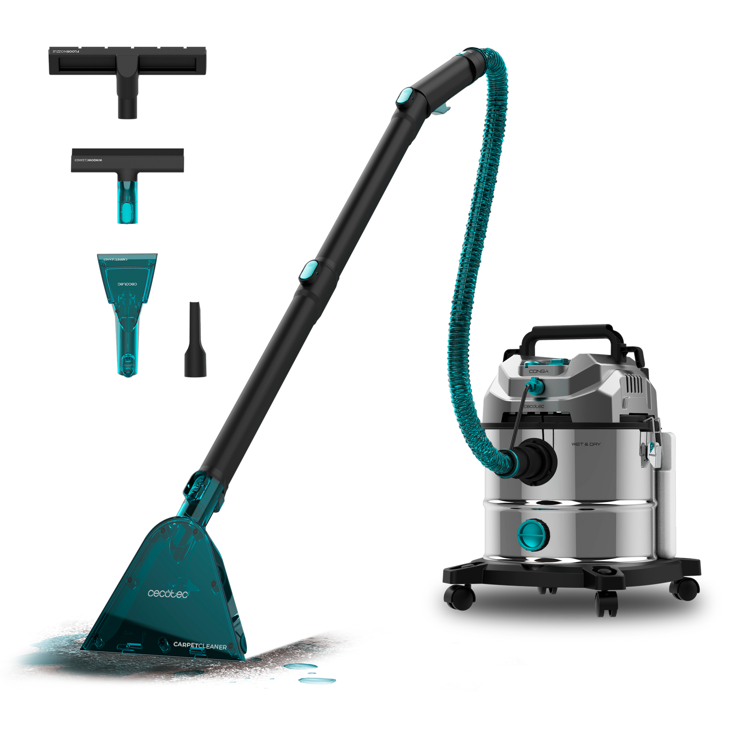 Cecotec Conga CarpetClean 20000 Pro Ultra Limpiatapicerías y Aspirador Sólidos y Líquidos 1600 W 21 kPa