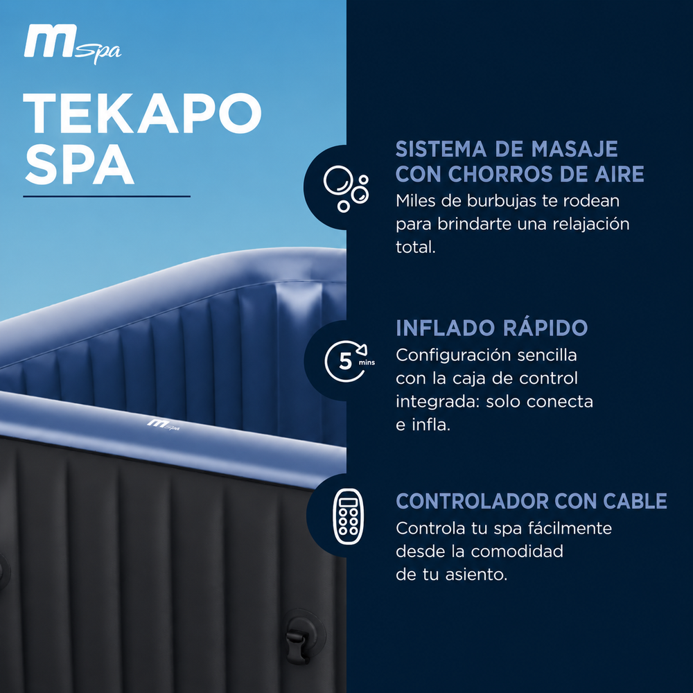 MSpa – Spa hinchable cuadrado Tekapo 4 personas