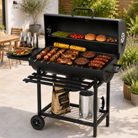 Barbacoa De Carbón Con Tapa Y Ventilación Ajustable Para Jardín Con Ruedas