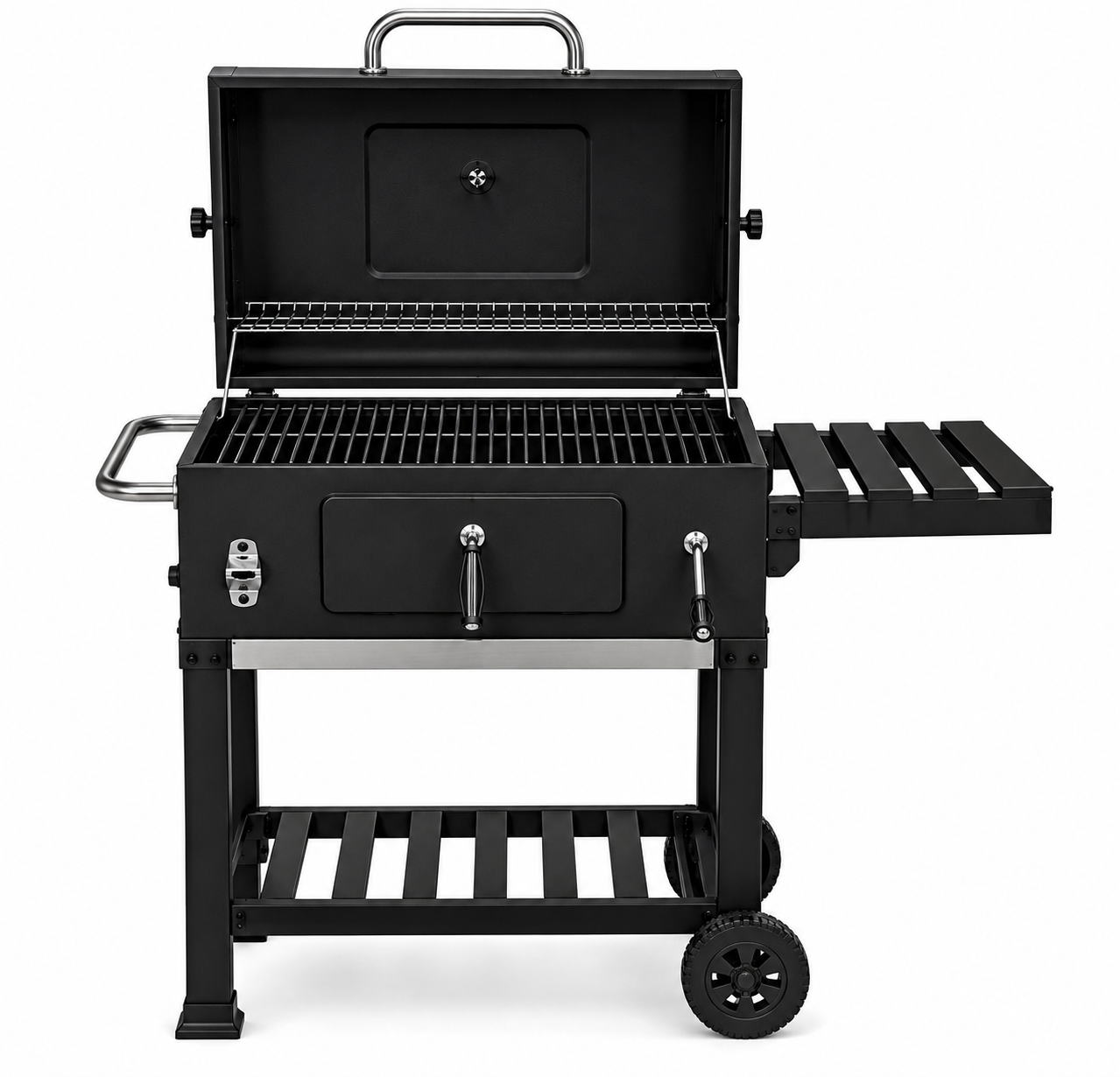 Barbacoa de Carbón Con Tapa y Carro Auxiliar