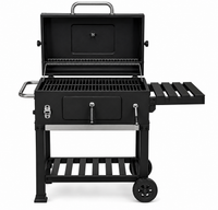 Barbacoa de Carbón Con Tapa y Carro Auxiliar
