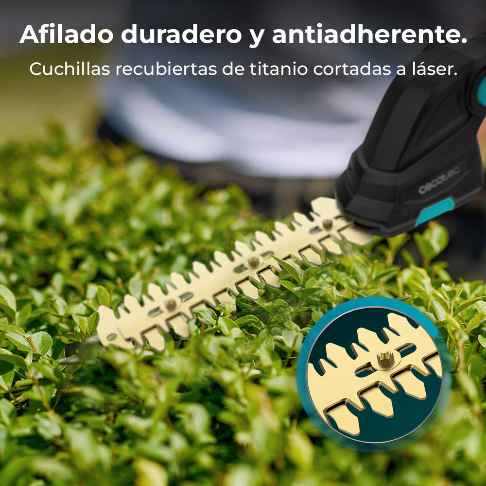 Cecotec Cortasetos TitaniumSword 2000 De Mano, Cuchillas Láser Con Recubrimiento De Titanio