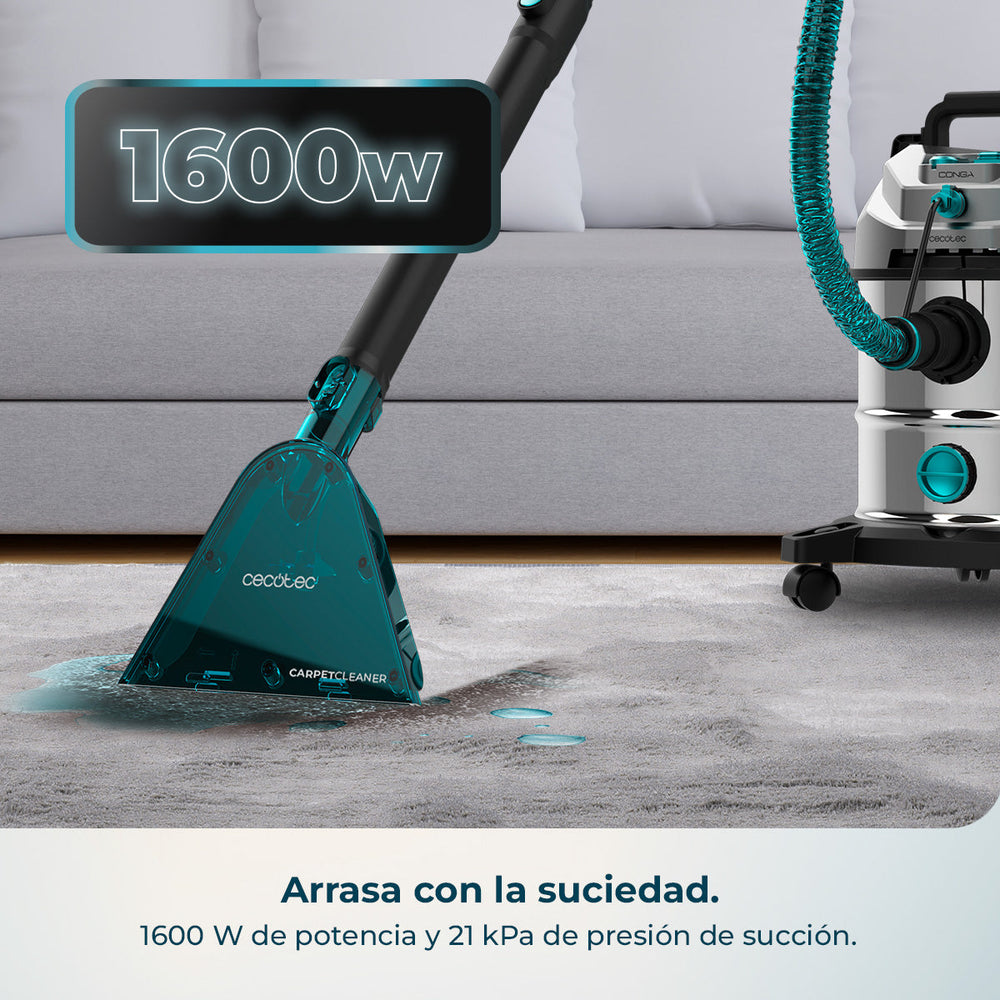 Cecotec Conga CarpetClean 20000 Pro Ultra Limpiatapicerías y Aspirador Sólidos y Líquidos 1600 W 21 kPa