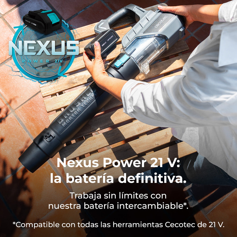Cecotec Soplador AirForce 4000 Bazooka Turbo 21V Brushless Motor sin escobillas con Batería Nexus