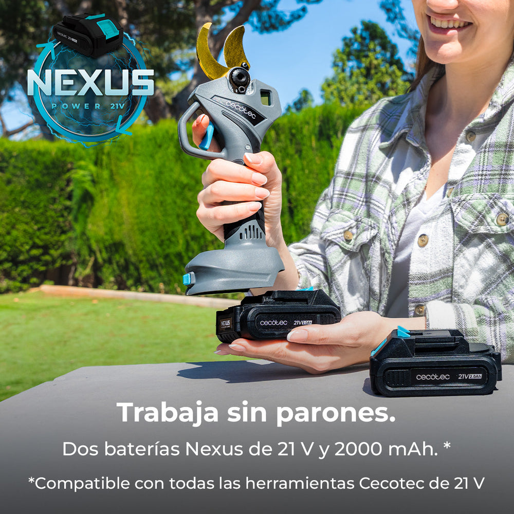 Cecotec TitanCut 5000 Cortasetos Inalámbricos 42 mm Apertura, Batería 21V 2Ah, Pantalla Digital