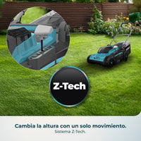 Cecotec Cortacésped de Batería Terrenator E7 Liberty Z Plus con Motor Brushless y 2 Baterías NEX21 4Ah