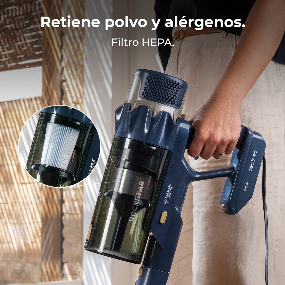 Cecotec Conga Rockstar 800 Powerhead Titán 600 W Cepillo Motorizado Aspiración Potente y Limpieza Profunda