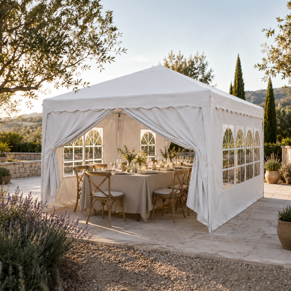 Carpa Plegable 3x3 M Con 4 Paredes Laterales Y Estructura Reforzada