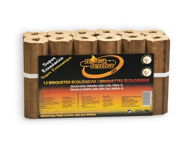 Briquetes de Madeira Premium 864kg | Palete 96 Packs NovaLenha | Combustível Ecológico Portugal Nova Lenha Premium