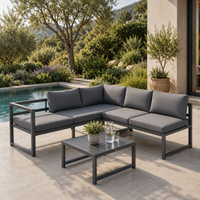 Conjunto De Jardín Sofá Esquinero Modular De Aluminio Antracita