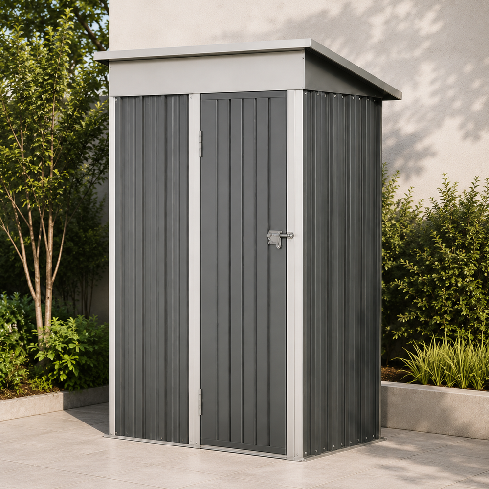 Caseta Metálica de Jardín 158x82,8x185 cm Puerta Exterior