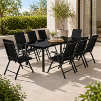 Conjunto Jardín Aluminio Recubierto 9 Piezas Mesa Vidrio