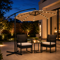 Sombrilla 3 metros beige Lateral Con Iluminación Led Y Inclinación 360°