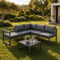 Conjunto De Jardín Sofá Esquinero Modular De Aluminio Antracita