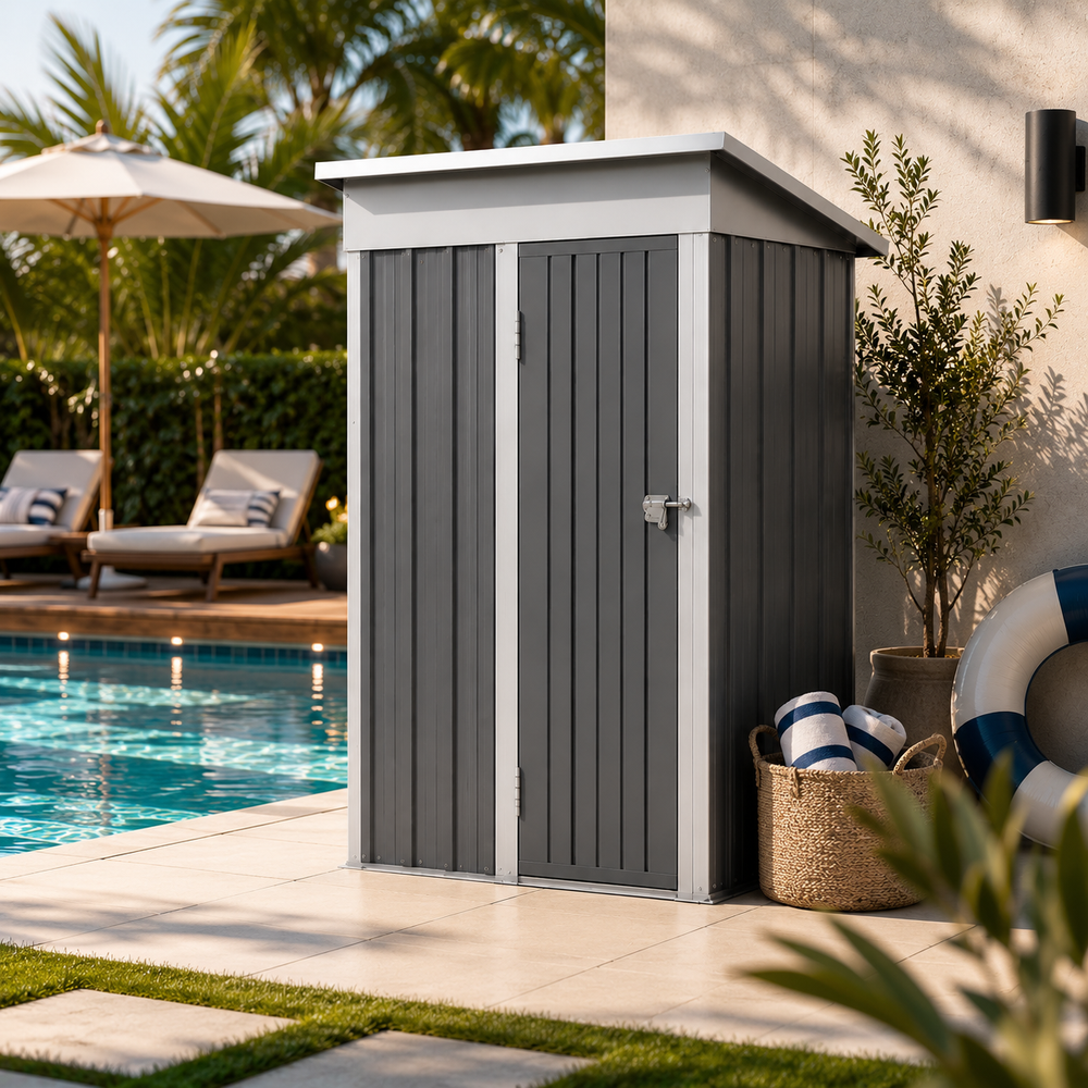 Caseta Metálica de Jardín 158x82,8x185 cm Puerta Exterior