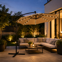 Sombrilla 3 metros beige Lateral Con Iluminación Led Y Inclinación 360°