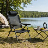 Silla Plegable Baja Para Playa Y Camping Con Reposacabezas Acolchado