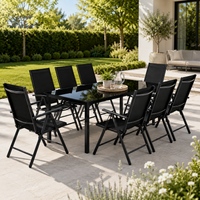 Conjunto Jardín Aluminio Recubierto 9 Piezas Mesa Vidrio