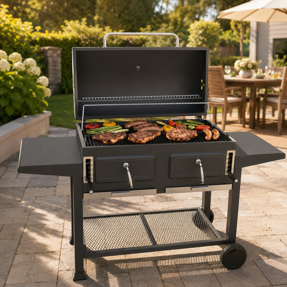 Barbacoa de Carbón Portátil con Ventilación Regulable