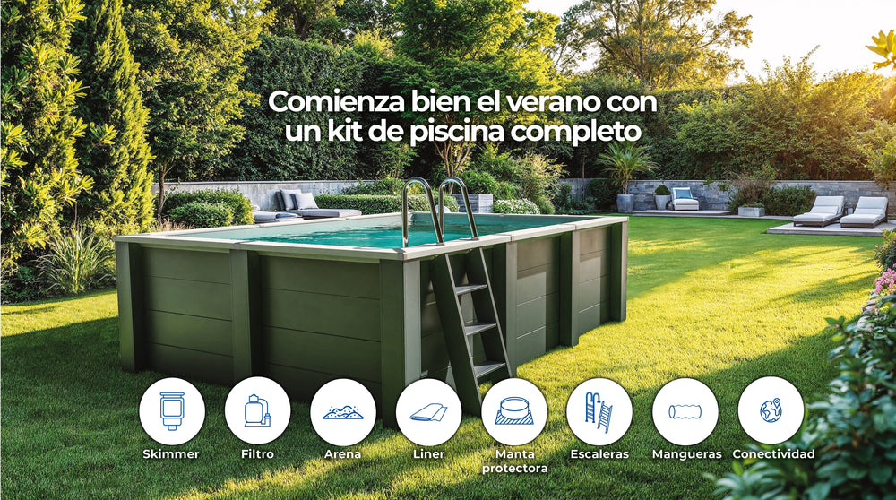 Piscina elevada de composite Gre rectangular KPCOR60LT con iluminación LED (606 × 326 × 124 cm)