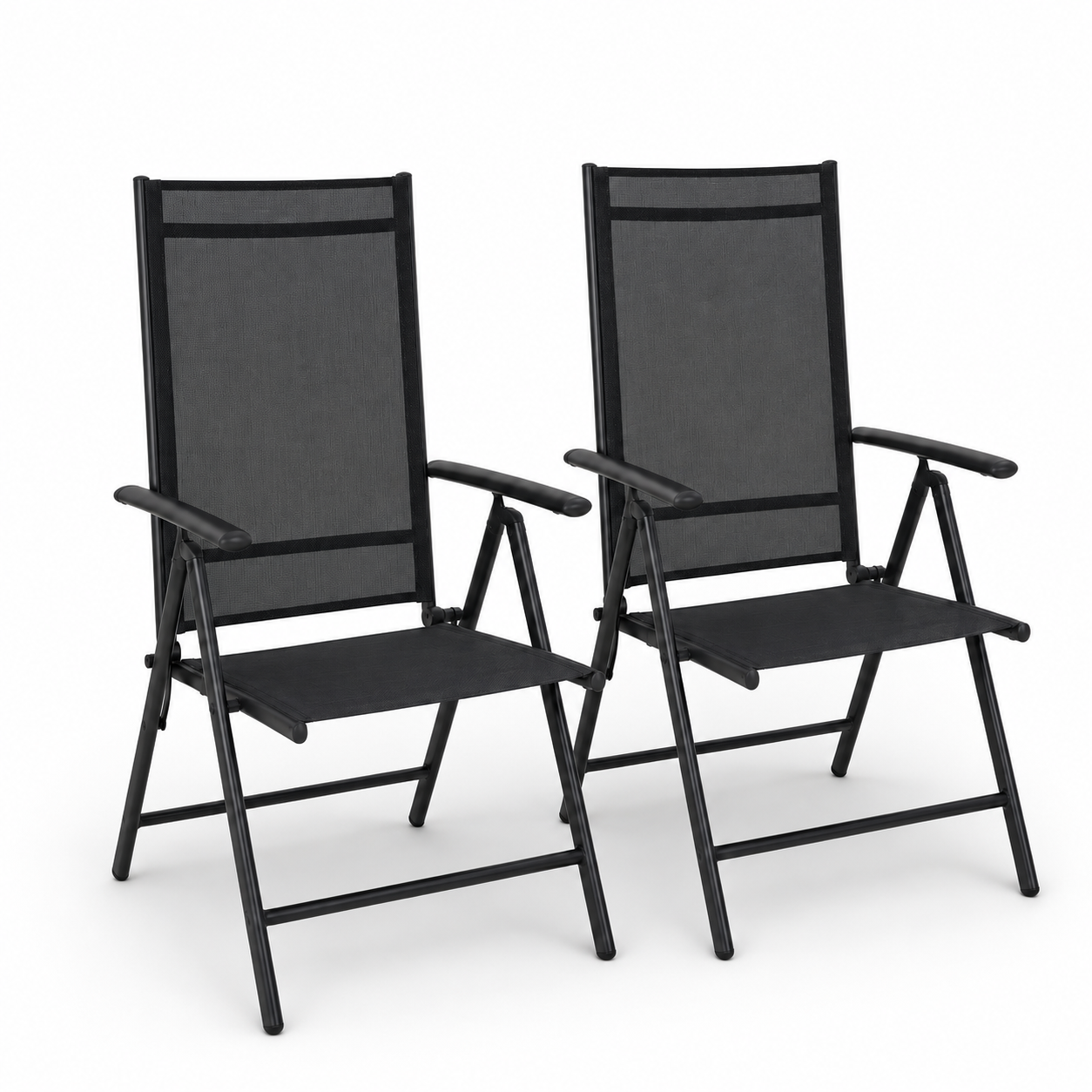 Sillas Plegables De Jardín Pack De 2 Aluminio Antracita Con Asiento Textil