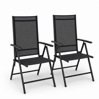 Sillas Plegables De Jardín Pack De 2 Aluminio Antracita Con Asiento Textil