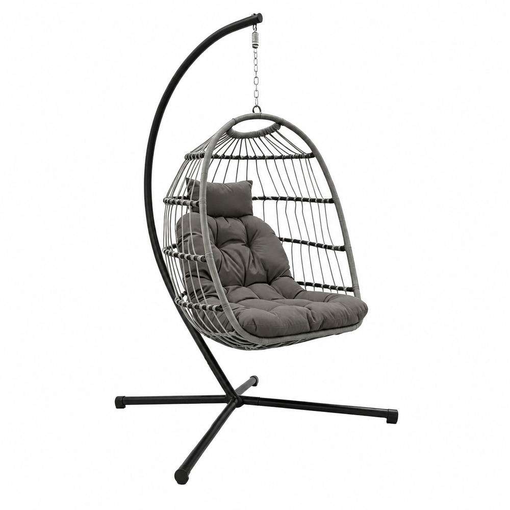 Sillón Colgante Huevo Jardín Con Cojines Acolchados Estructura Metálica