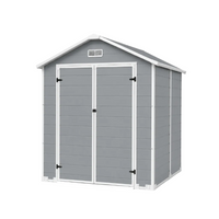 Caseta de jardín grande de resina 6x4" con doble puerta, ventana y ventilación integrada