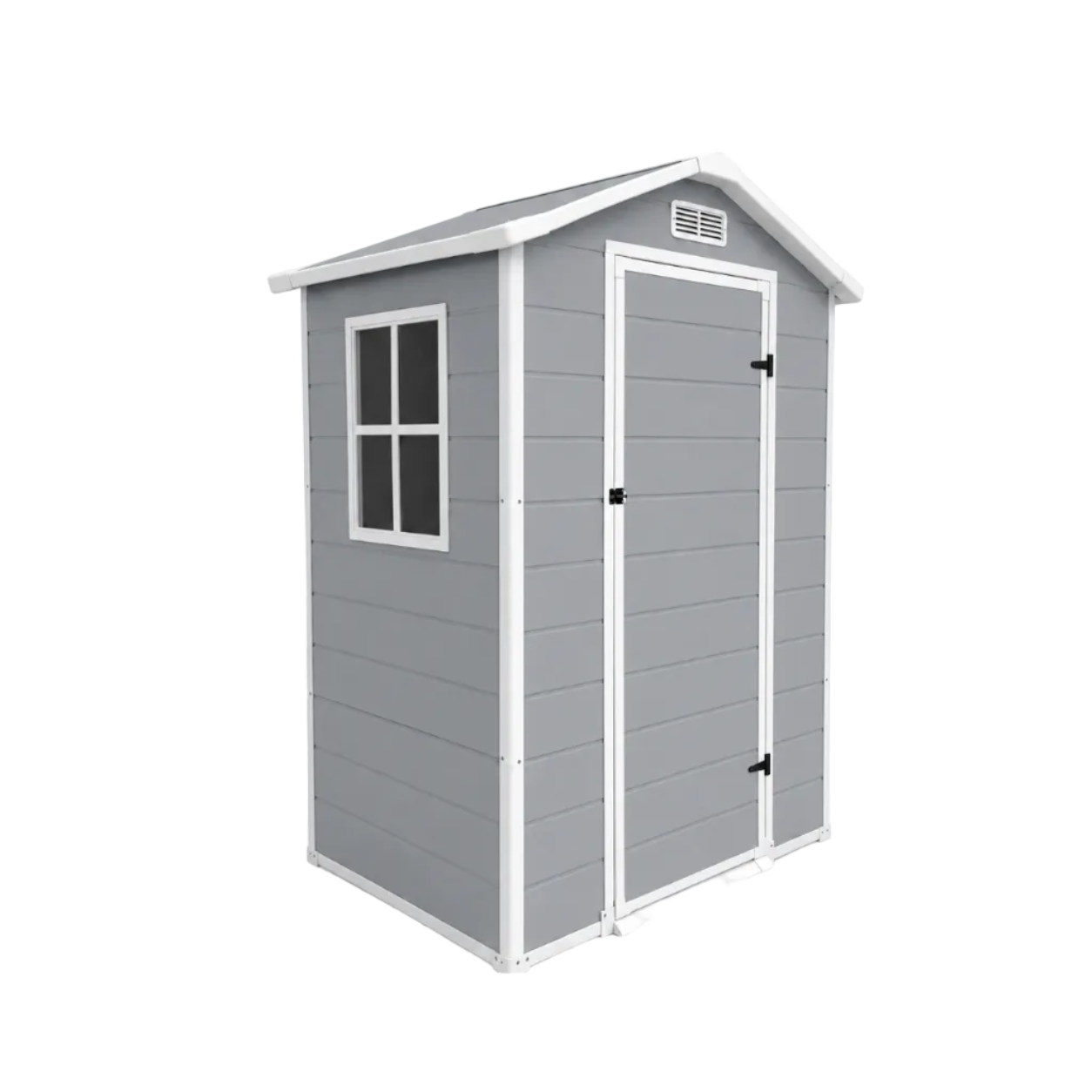 Caseta de jardín de resina 4x3" para exterior con ventana, ventilación y cierre de seguridad